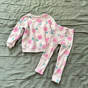 Zara Light Pink Flower Sweatshirt & Leggings Set / Size 3-4